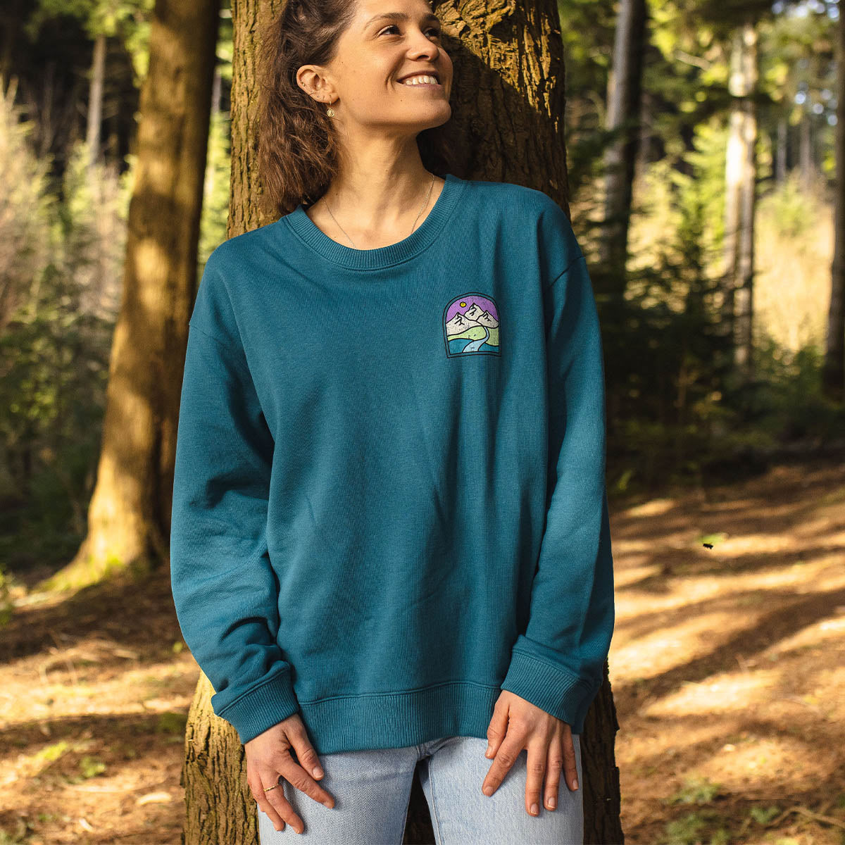 Friday Collective Recycled Cotton Oversized Sweatshirt - Blue Coral