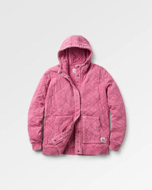 Clementine Recycled Quilted Button Up Hoodie - Mauve Haze