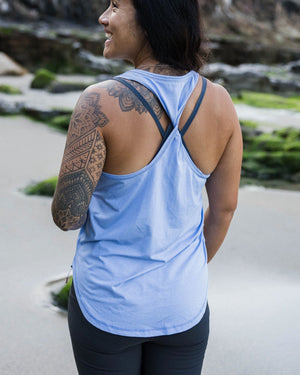 Twist Recycled Marl Active Tank Top - Cornflower Marl