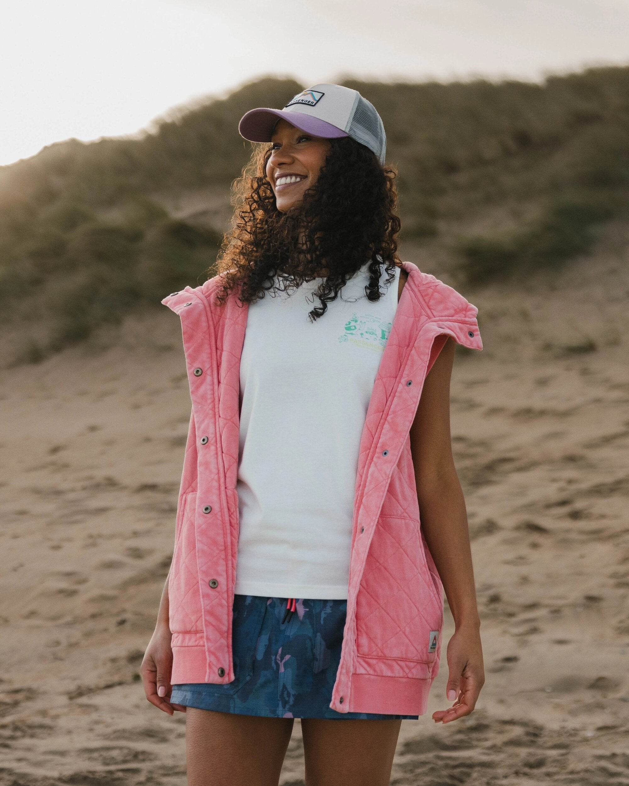 Clementine Recycled Quilted  Vest - Shell Pink