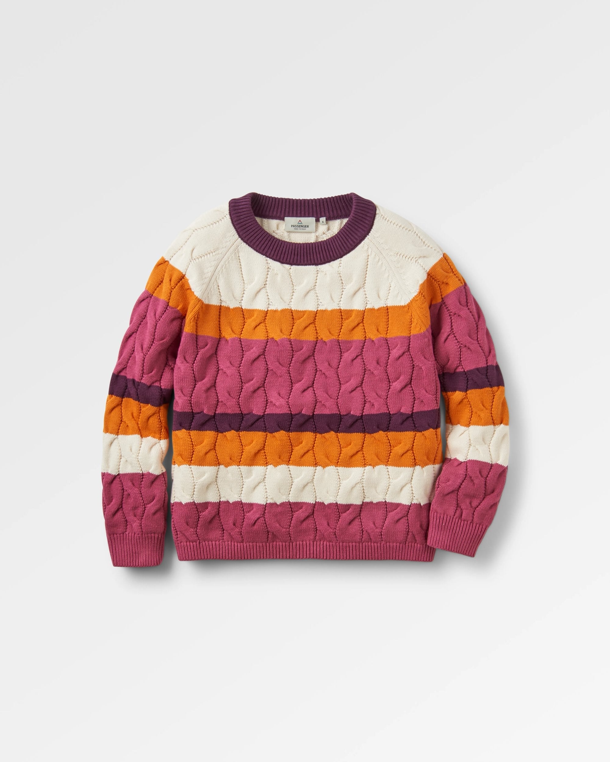 Comfort Organic Cotton Knitted Sweater - Rhubarb Multi Stripe