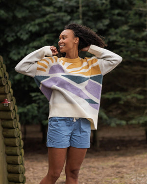 Sunsets Recycled Oversized Knitted Sweater - Marshmallow