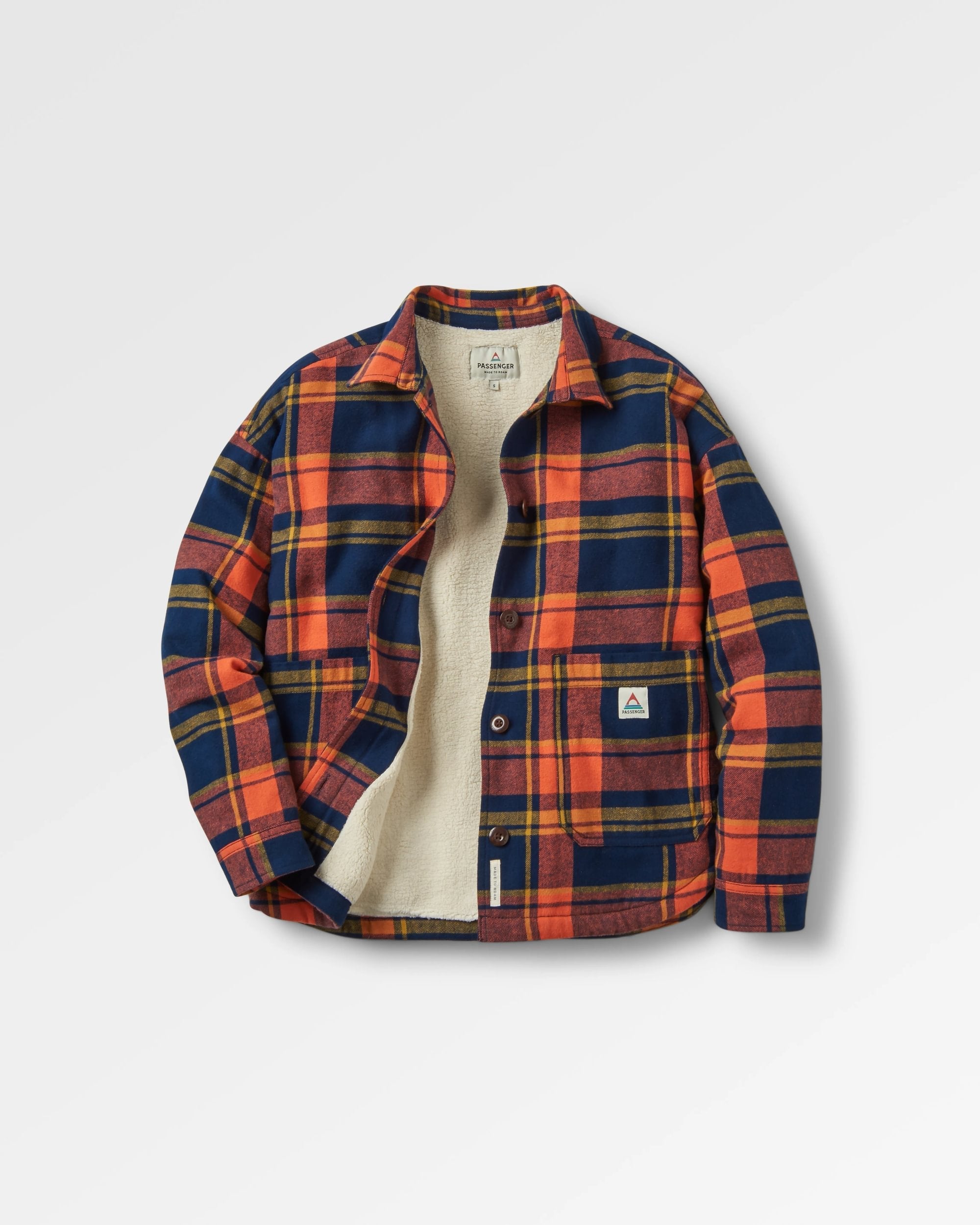 Flint Organic Cotton Shirt Jacket - Rich Navy/Burnt Orange