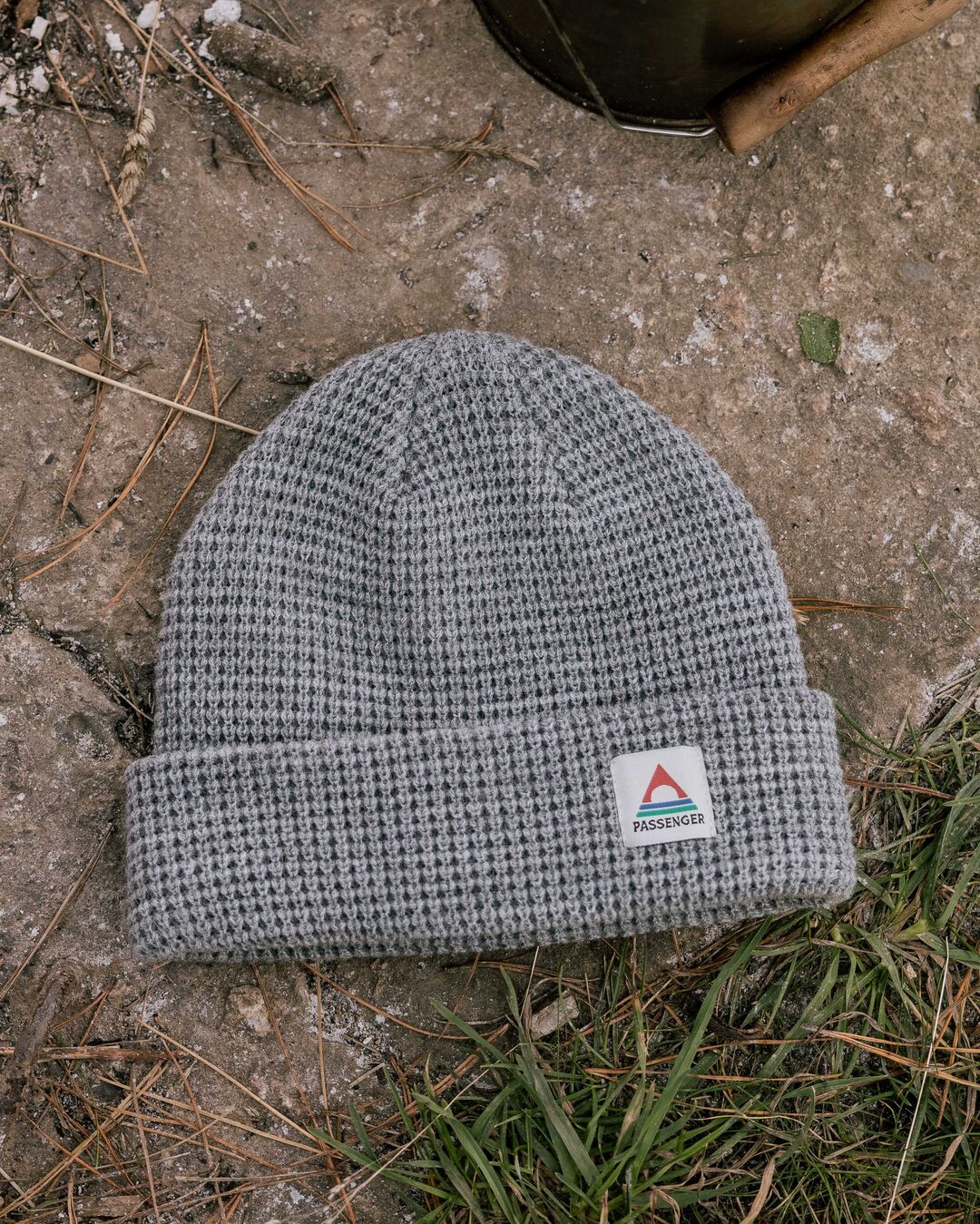 Moss Double Layer Recycled Waffle Beanie - Gray Marl