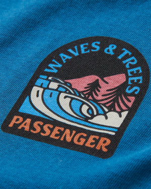 Waves & Trees Recycled Cotton Long Sleeve T-Shirt - Tidal Blue