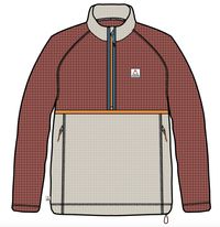 Off Trail Recycled Grid Polar Fleece - Red Ochre/Birch