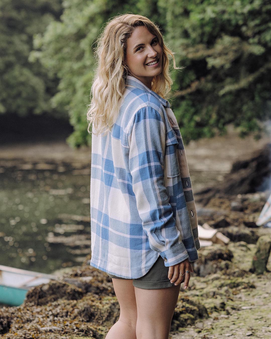 Stella Organic Cotton Long Sleeve Shirt - Provincial Blue Check