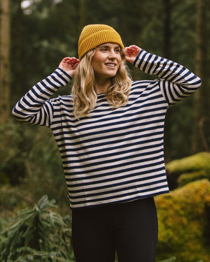 Panorama Striped Long Sleeve T-Shirt - Deep Navy