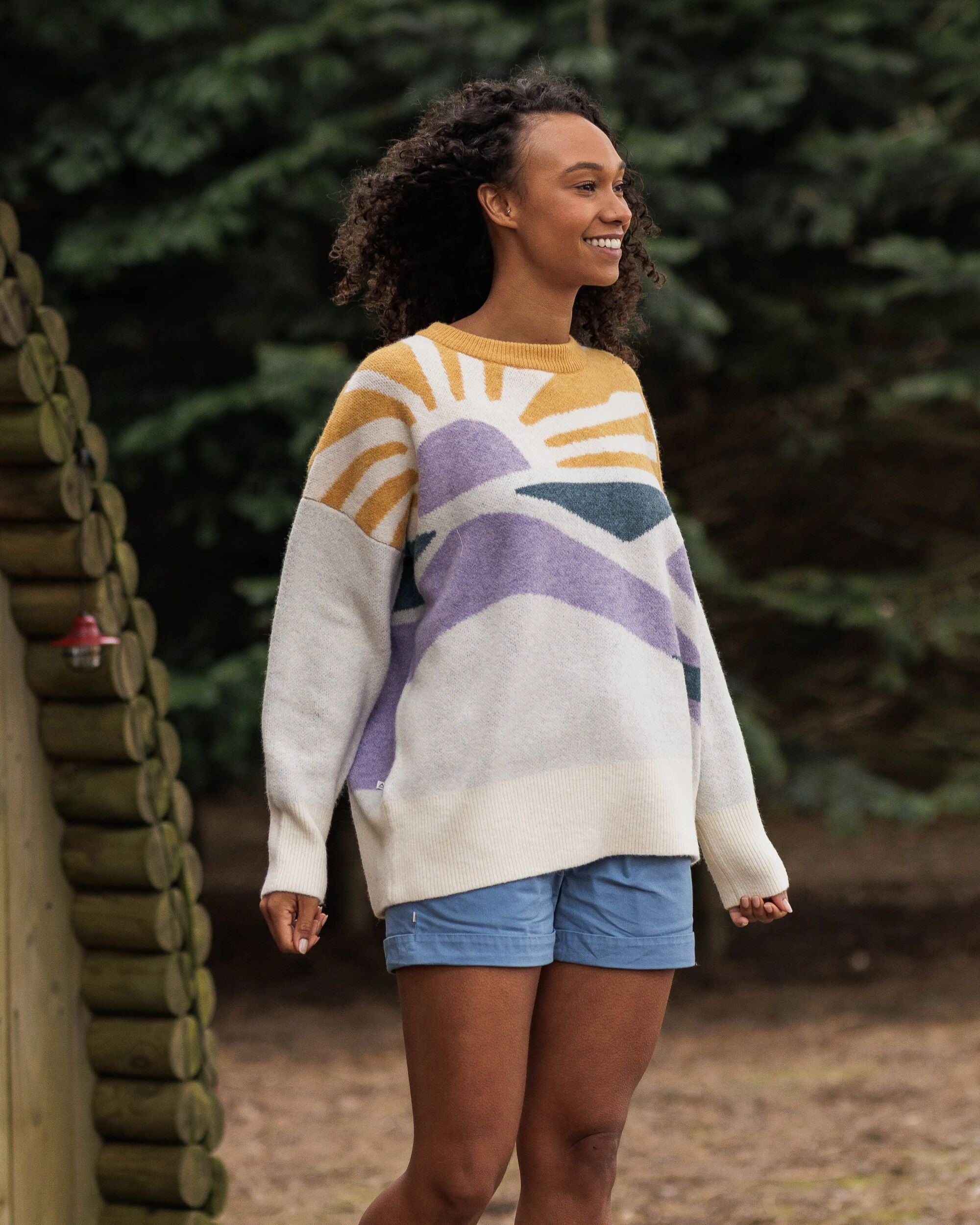 Sunsets Recycled Oversized Knitted Sweater - Marshmallow