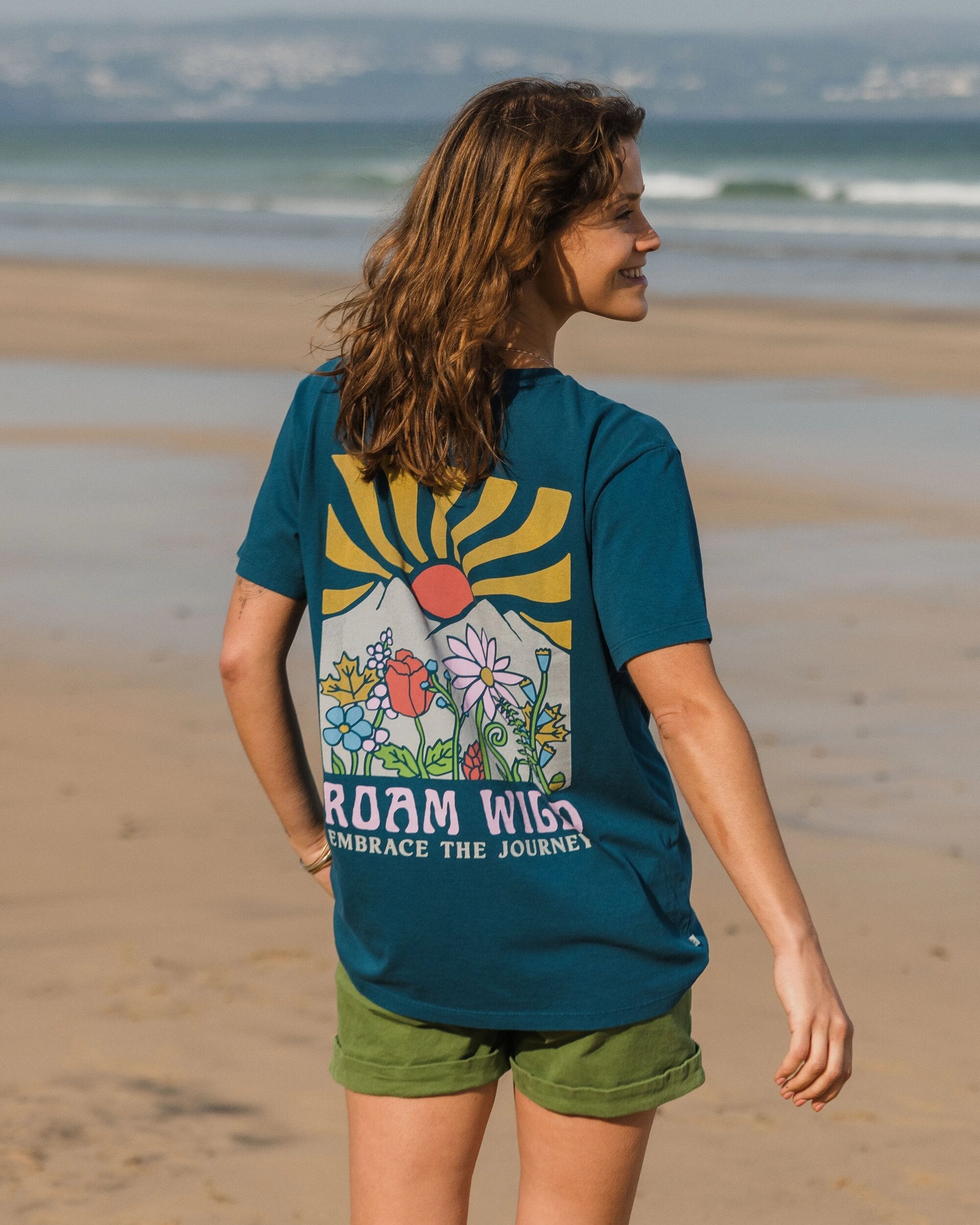 Roam Wild Recycled T-Shirt - Tidal Blue