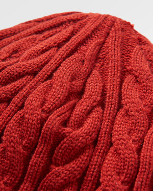 Fireside Recycled Cable Knit Hat - Red Ochre