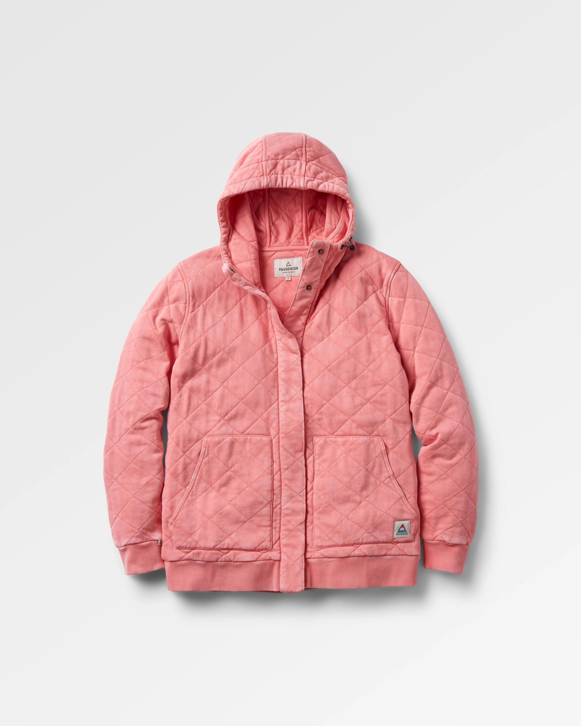 Clementine Recycled Quilted Button Up Hoodie - Shell Pink