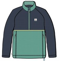 Off Trail Recycled Grid Polar Fleece - Rich Navy/Green Lake